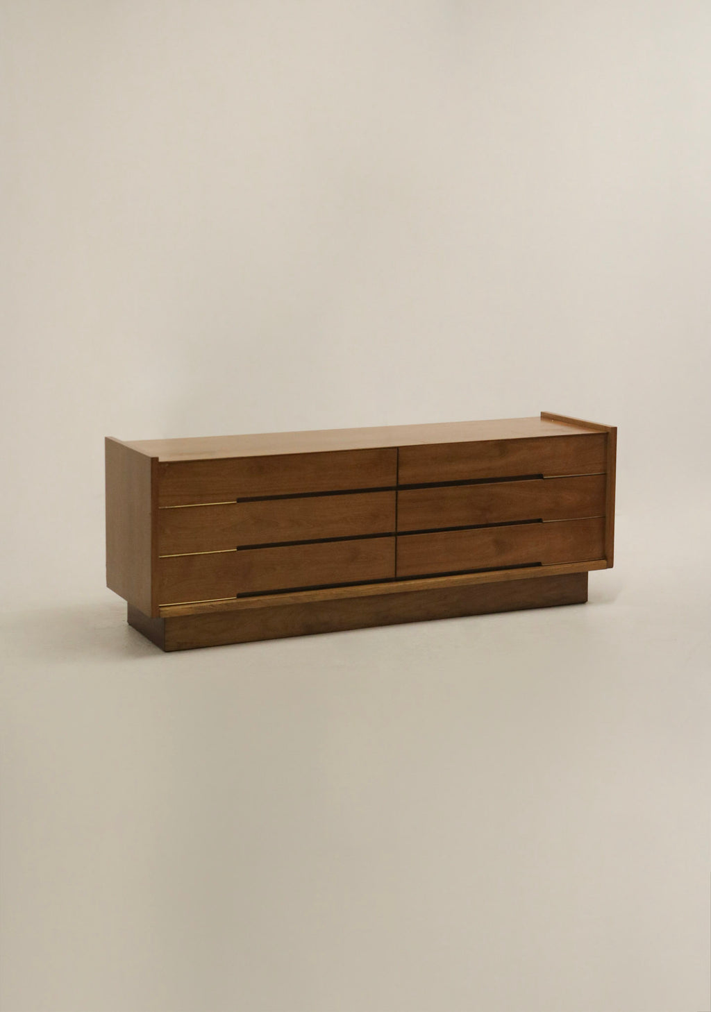 Mid Century Modern Walnut Wood 6 Drawers Lowboy Dresser