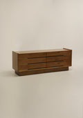 Mid Century Modern Walnut Wood 6 Drawers Lowboy Dresser