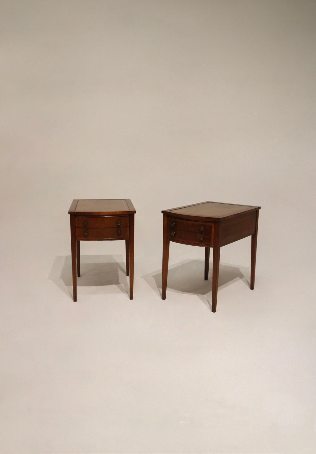 Antique Georgian Mahogany Leather Top Nightstands Side Tables