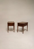 Antique Georgian Mahogany Leather Top Nightstands Side Tables