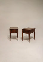 Antique Georgian Mahogany Leather Top Nightstands Side Tables