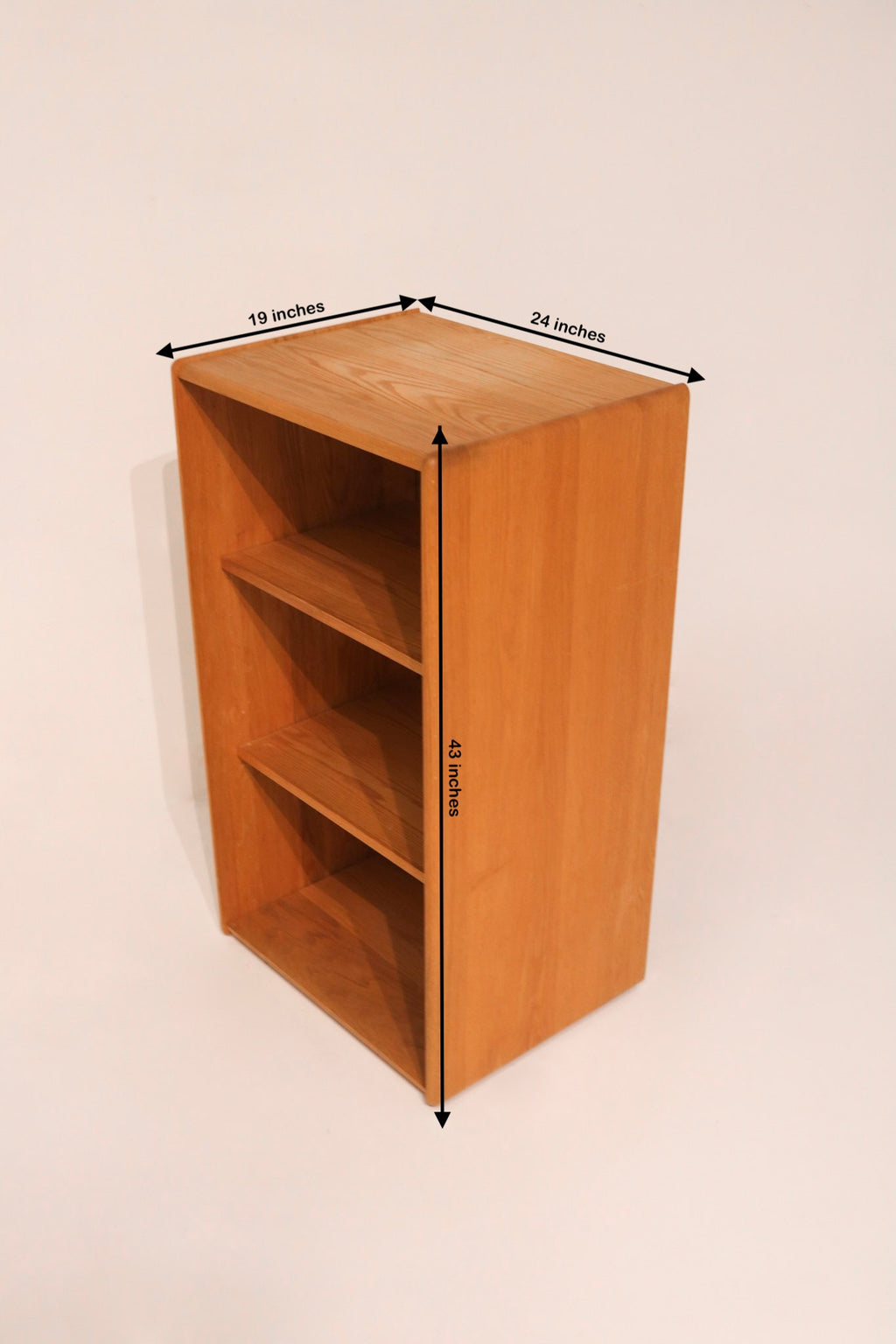 Mcm Solid Oak Wood Bookcase With Adjustable Shelves And Mirrored Back