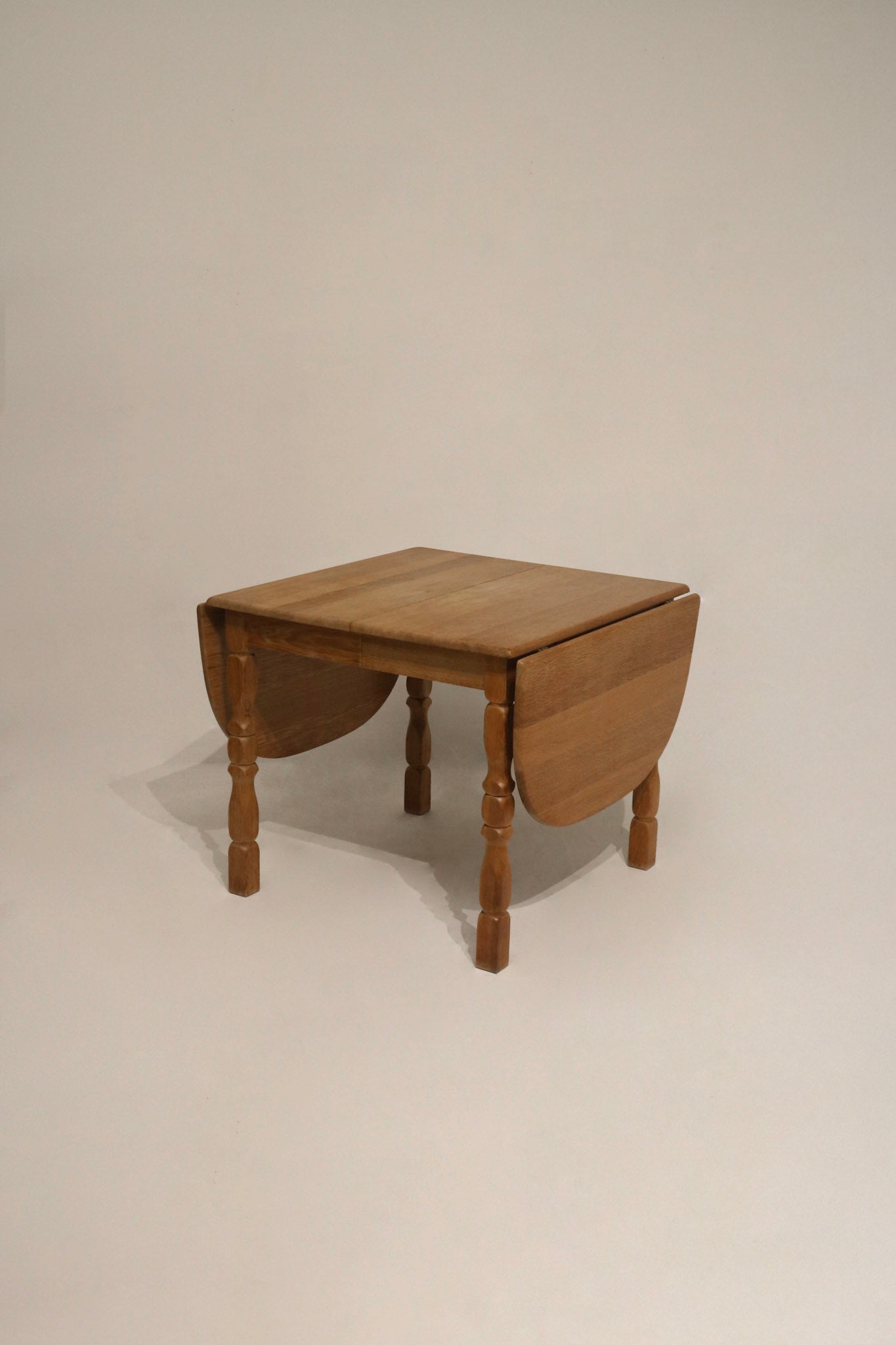Vintage Extendable Danish Solid Oak Wood Henning Kjaernulf Style Dining Table