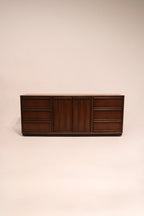 Mid Century Modern Walnut Wood Vintage 9 Drawers Dresser By Bassett
