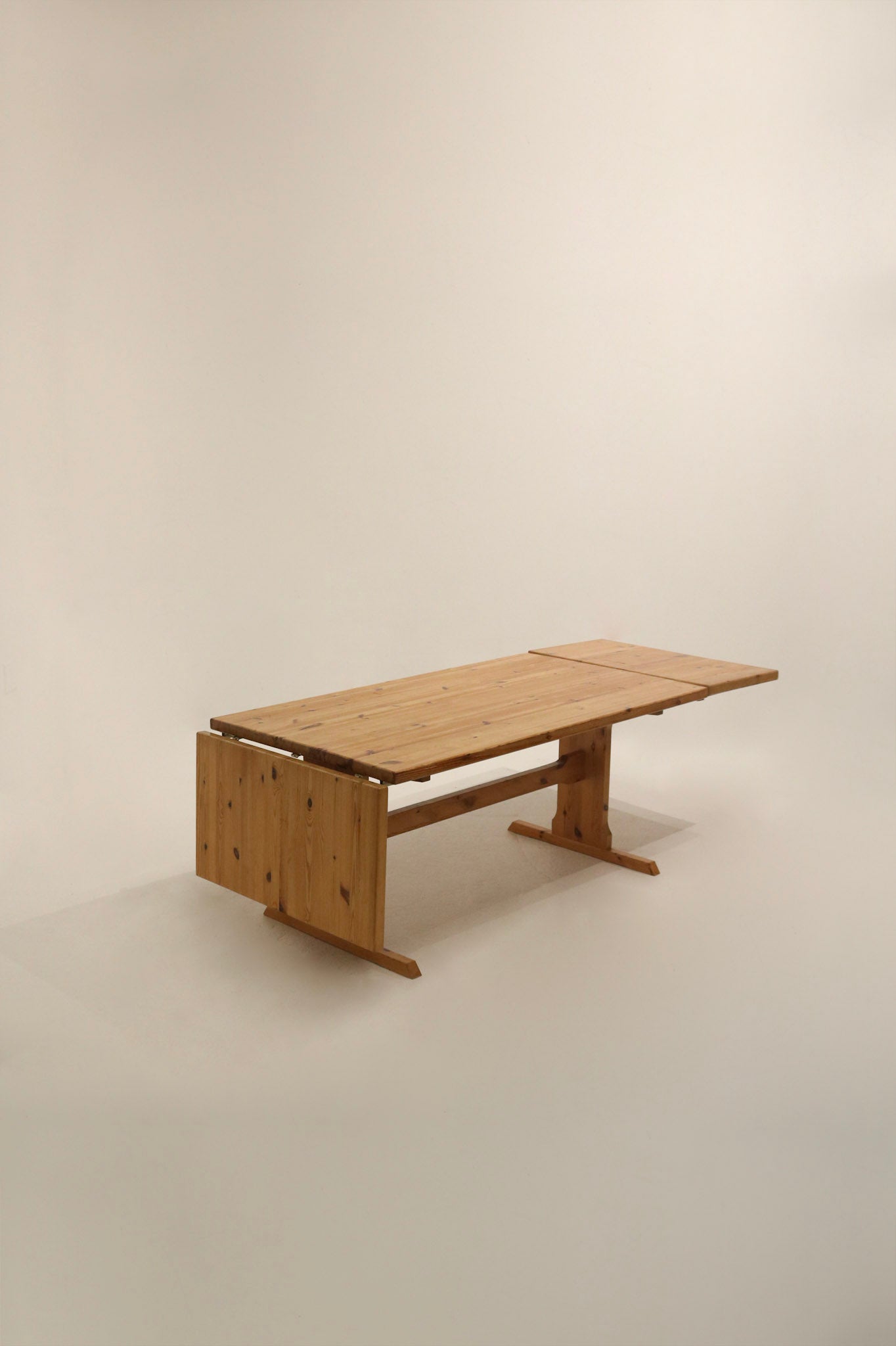 Vintage 1970s Danish Solid Wood Pine Extendable Dining Table