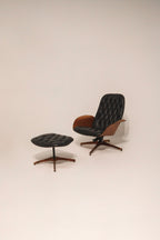 Mid Century Modern Lounge Swivel Chair and Ottoman by George Mulhauser Circa 1960s