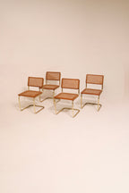 Vintage Cesca Cane Chairs - Set of 4, Gold-Tone Frames