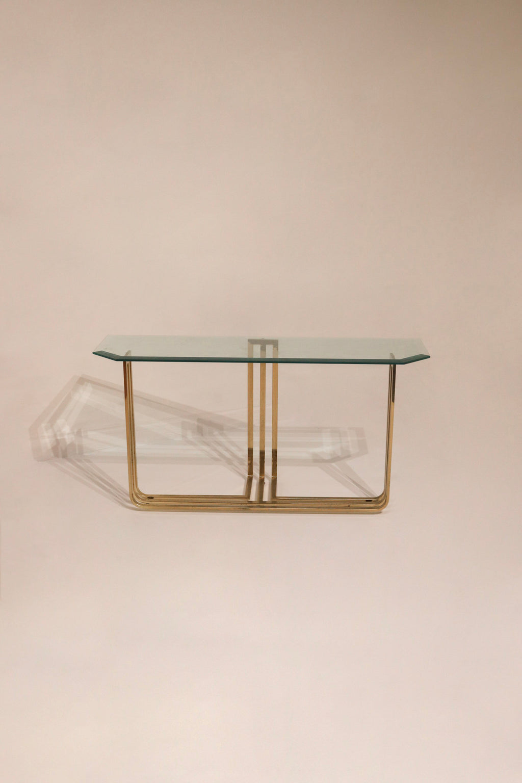 Vintage Glass Steel Console Table