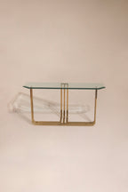 Vintage Glass Steel Console Table