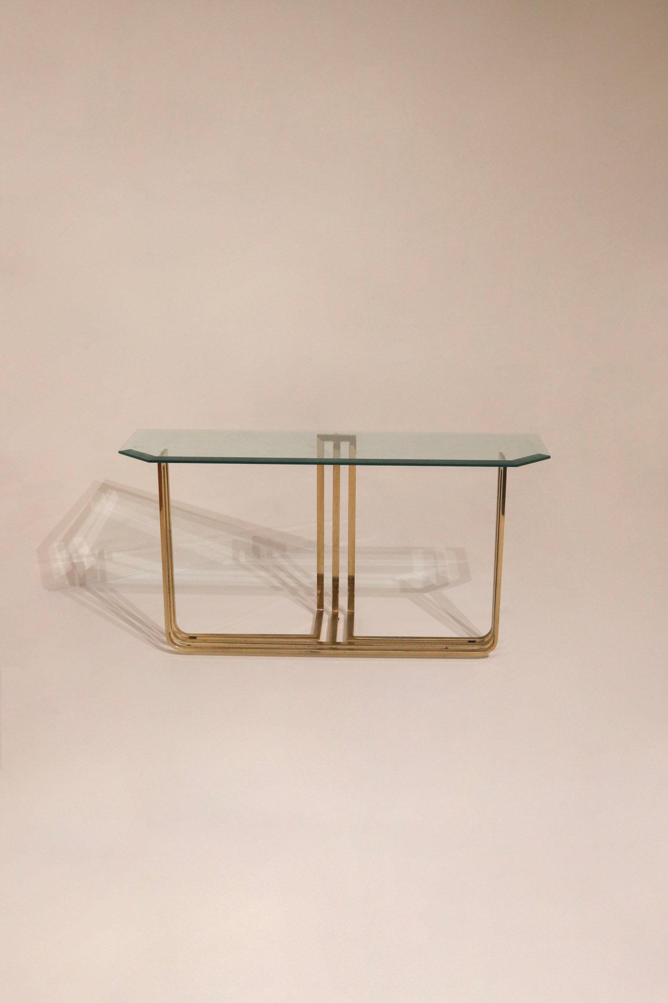 Vintage Glass Steel Console Table