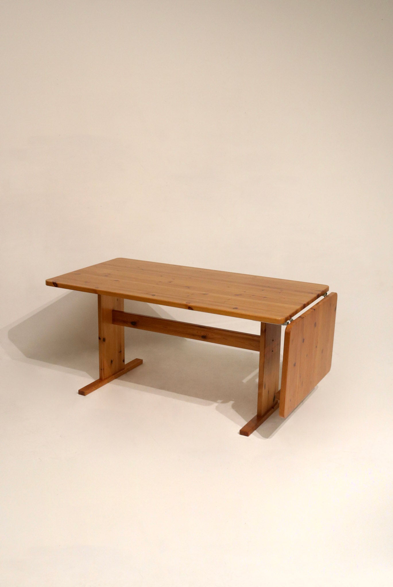 Vintage Swedish Pine Wood Extendable Dining Table