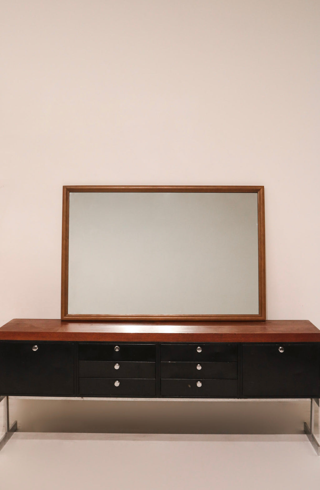 Mcm Vintage Wooden Frame Large Stand Mirror