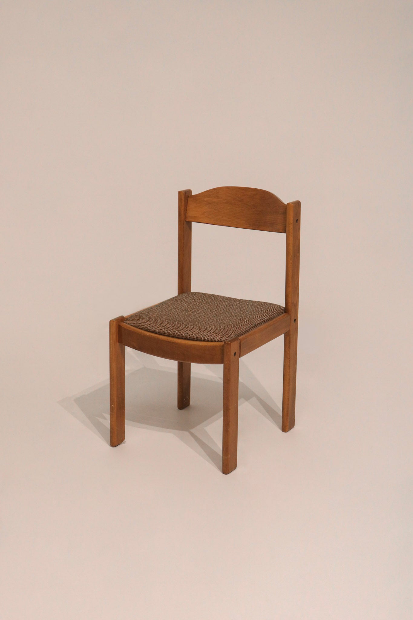 Mcm Vintage Oak Wood Fabric Single Chair