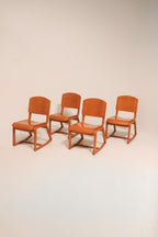 Set Of 4 Hardwood Plywood Campus Dining Chairs