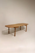 Vintage Extendable Danish Solid Oak Wood Henning Kjaernulf Style Dining Table