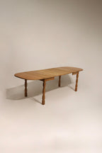 Vintage Extendable Danish Solid Oak Wood Henning Kjaernulf Style Dining Table