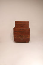 Vintage Mcm Solid Walnut Wood Highboy Dresser Chest Of Drawers