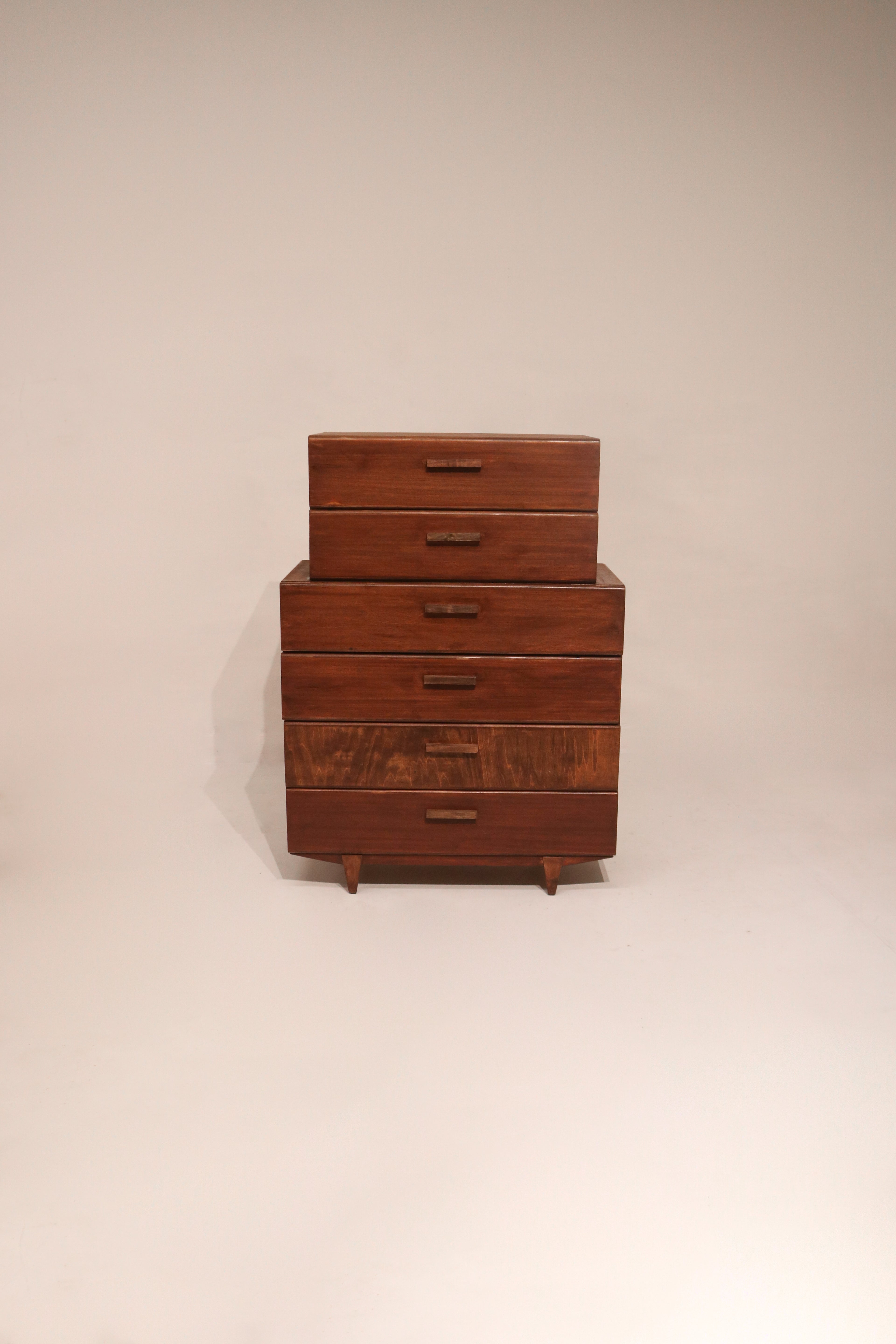 Vintage Mcm Solid Walnut Wood Highboy Dresser Chest Of Drawers