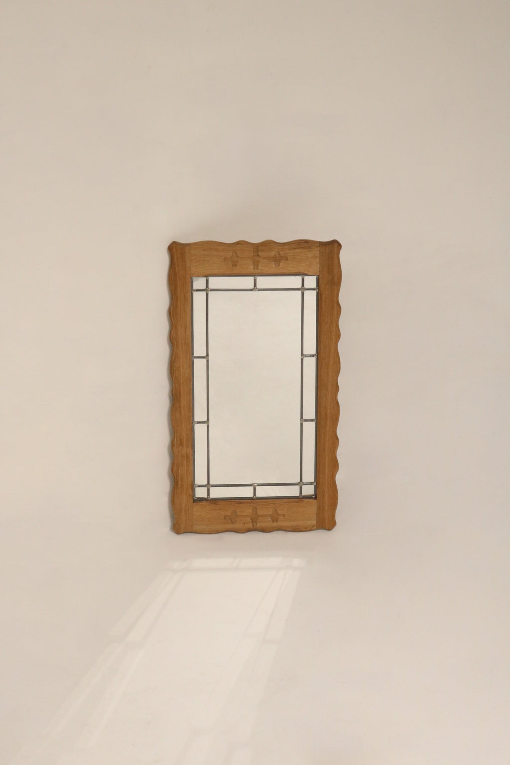 Vintage Danish Oak Wall Mirror Henning Kjaernulf