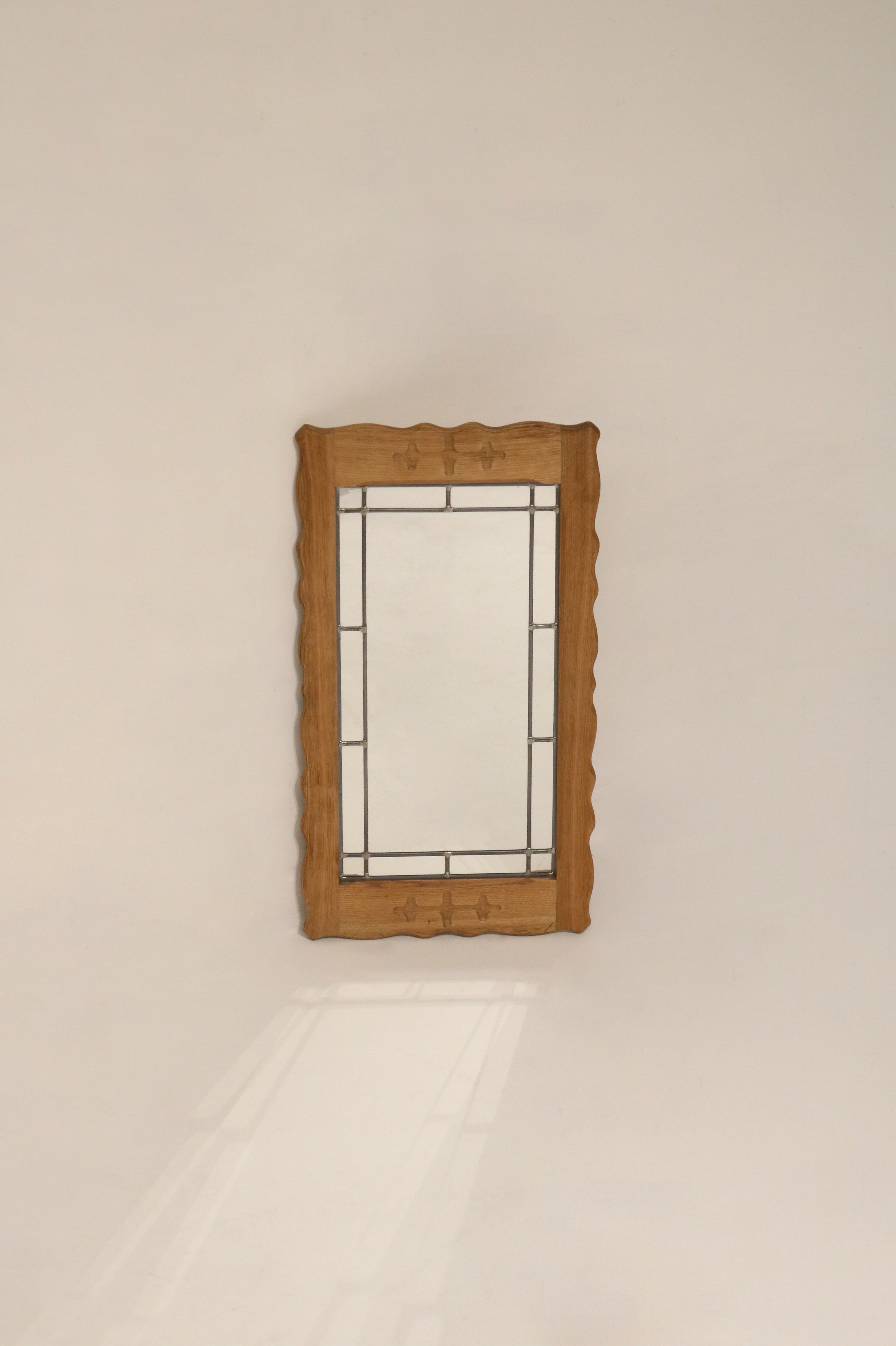 Vintage Danish Oak Wall Mirror Henning Kjaernulf