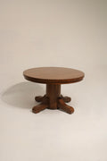Antique Vintage Solid Oak Wood Round Dining Table