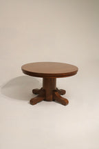 Antique Vintage Solid Oak Wood Round Dining Table