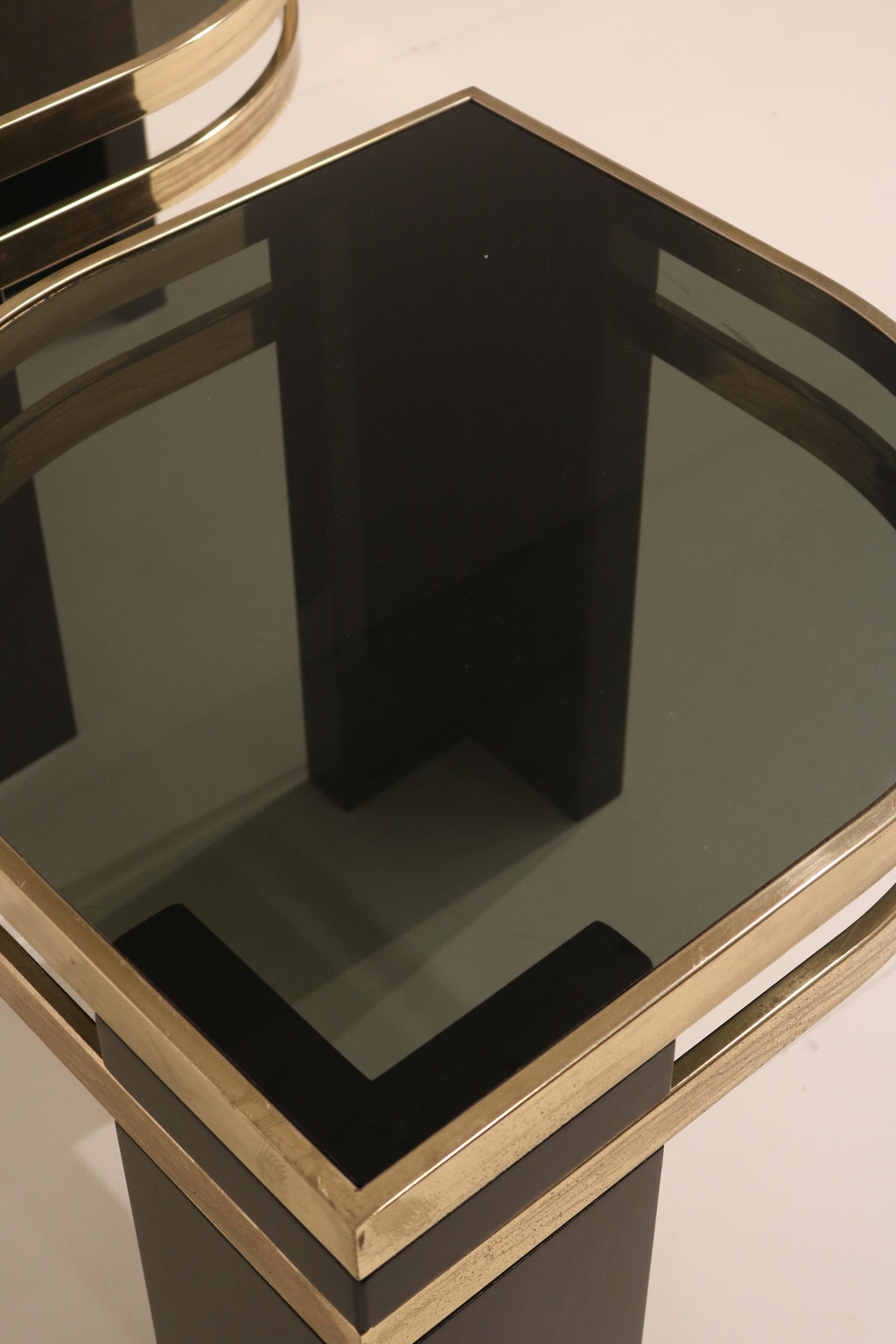 Vintage Postmodern Glass Side Tables Set