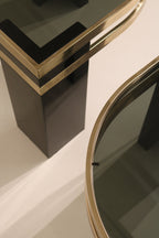 Vintage Postmodern Glass Side Tables Set