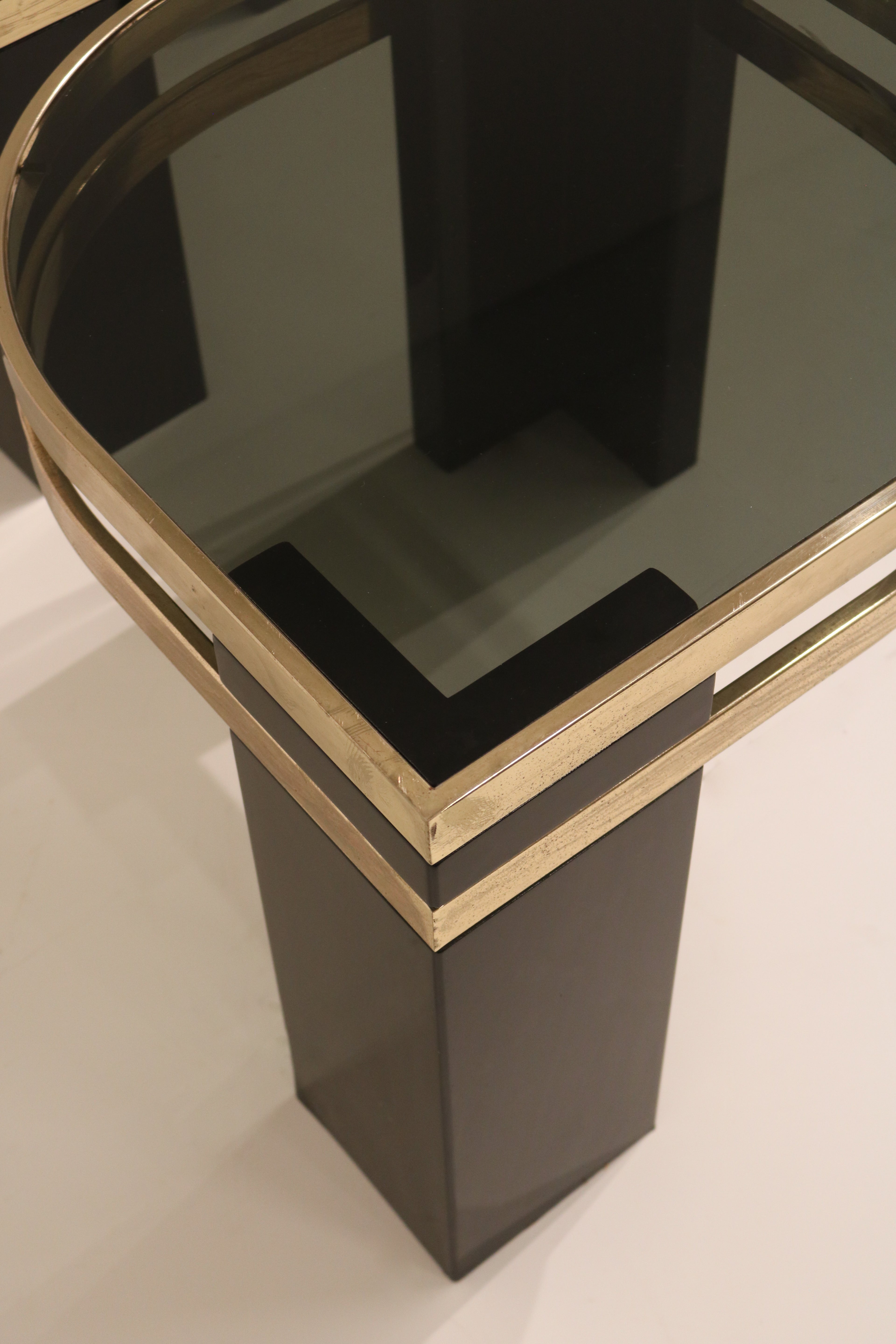 Vintage Postmodern Glass Side Tables Set
