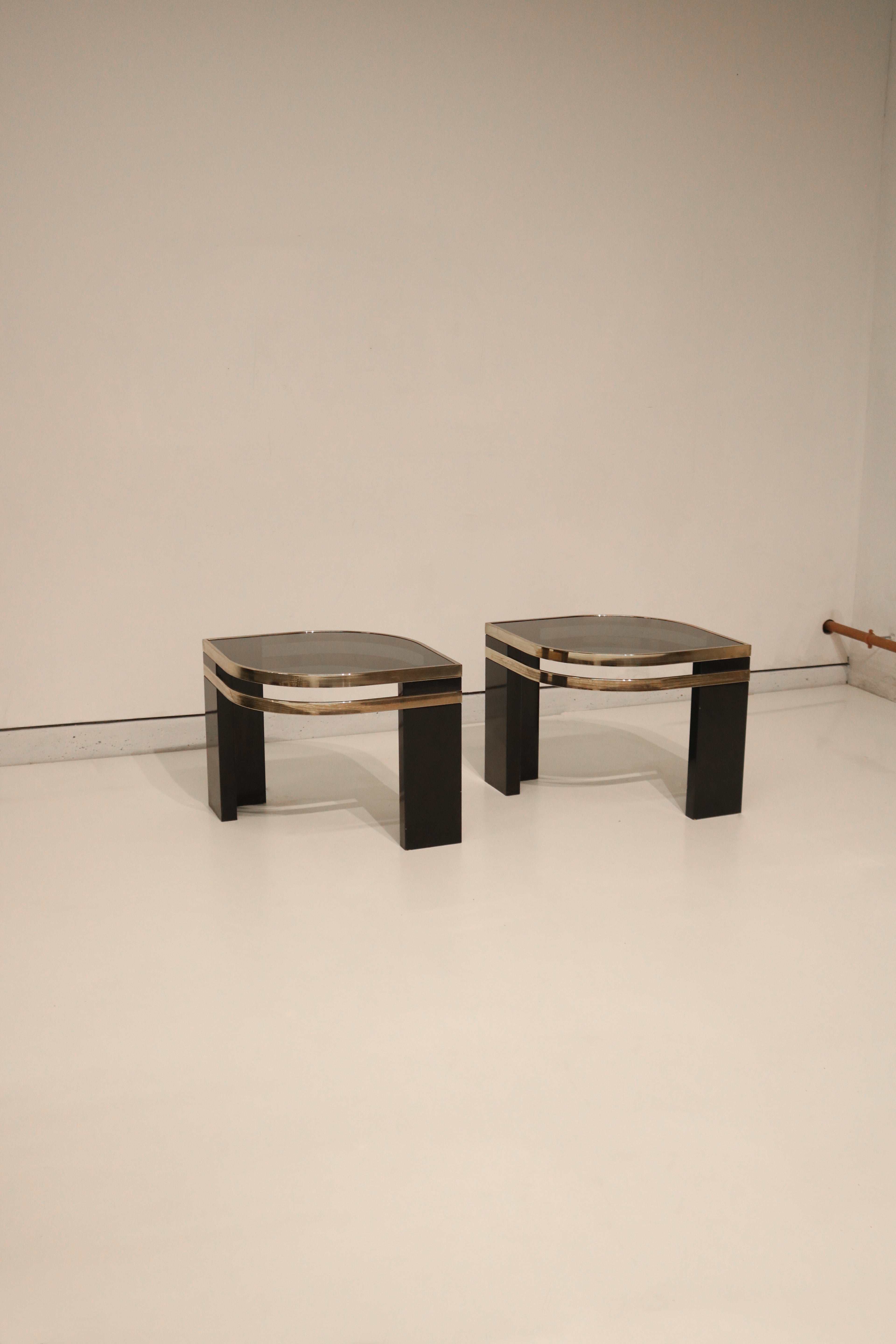 Vintage Postmodern Glass Side Tables Set