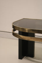 Vintage Postmodern Glass Side Tables Set