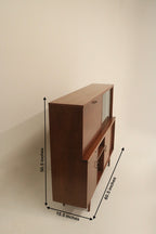 Vintage Mid-Century Modern Walnut Bar Cabinet With Light And Sliding Glass Doors