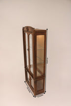 Vintage Antique Wood Glass Bookcase Display With Light