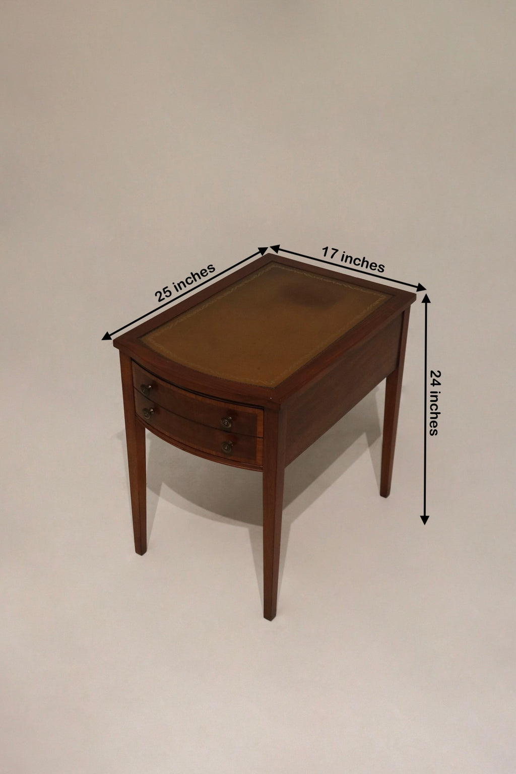 Antique Georgian Mahogany Leather Top Nightstands Side Tables
