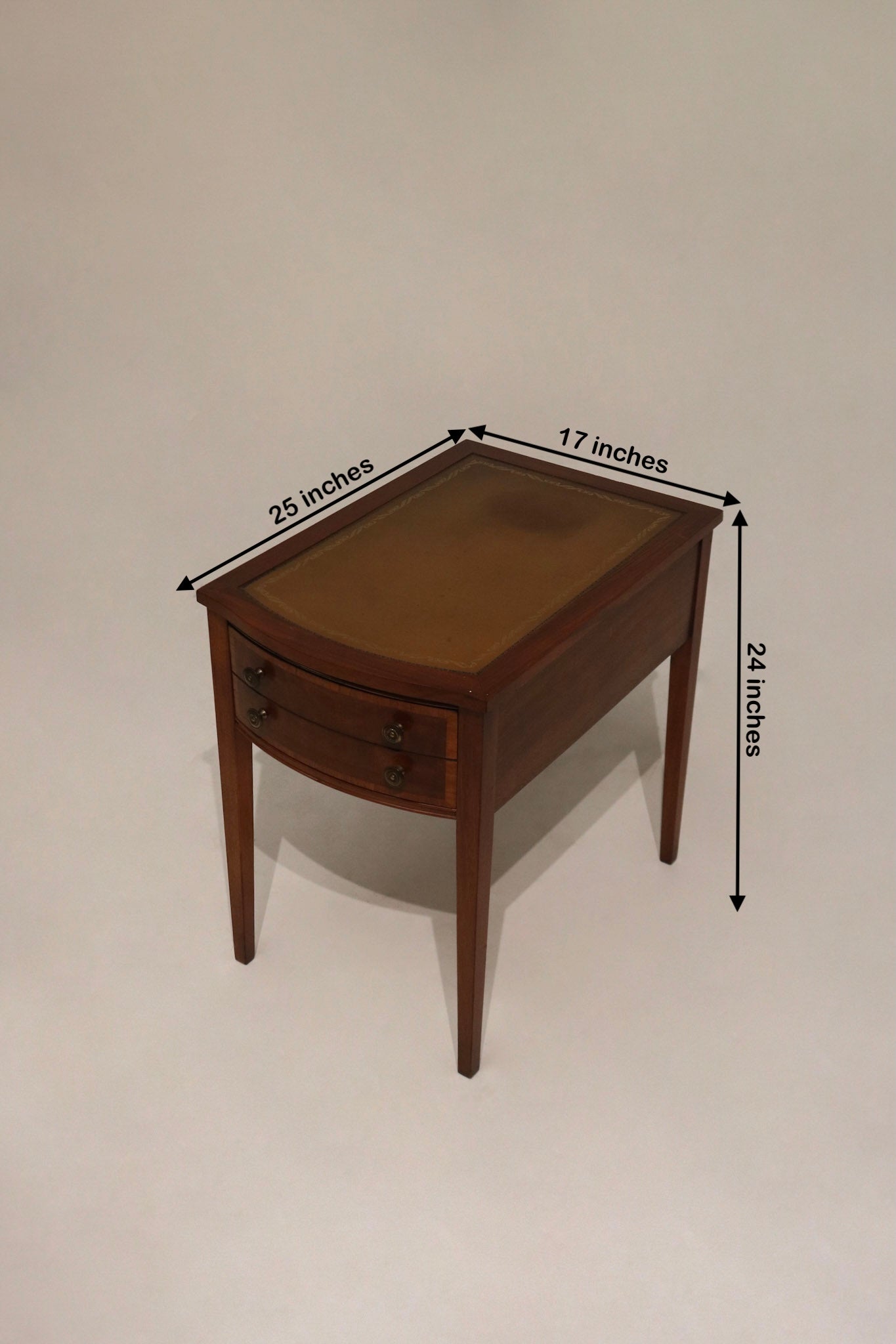 Antique Georgian Mahogany Leather Top Nightstands Side Tables