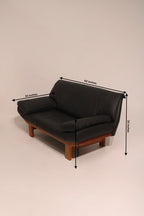 Danish Teak Frame Wood Reupholster Leather Sofa Loveseat