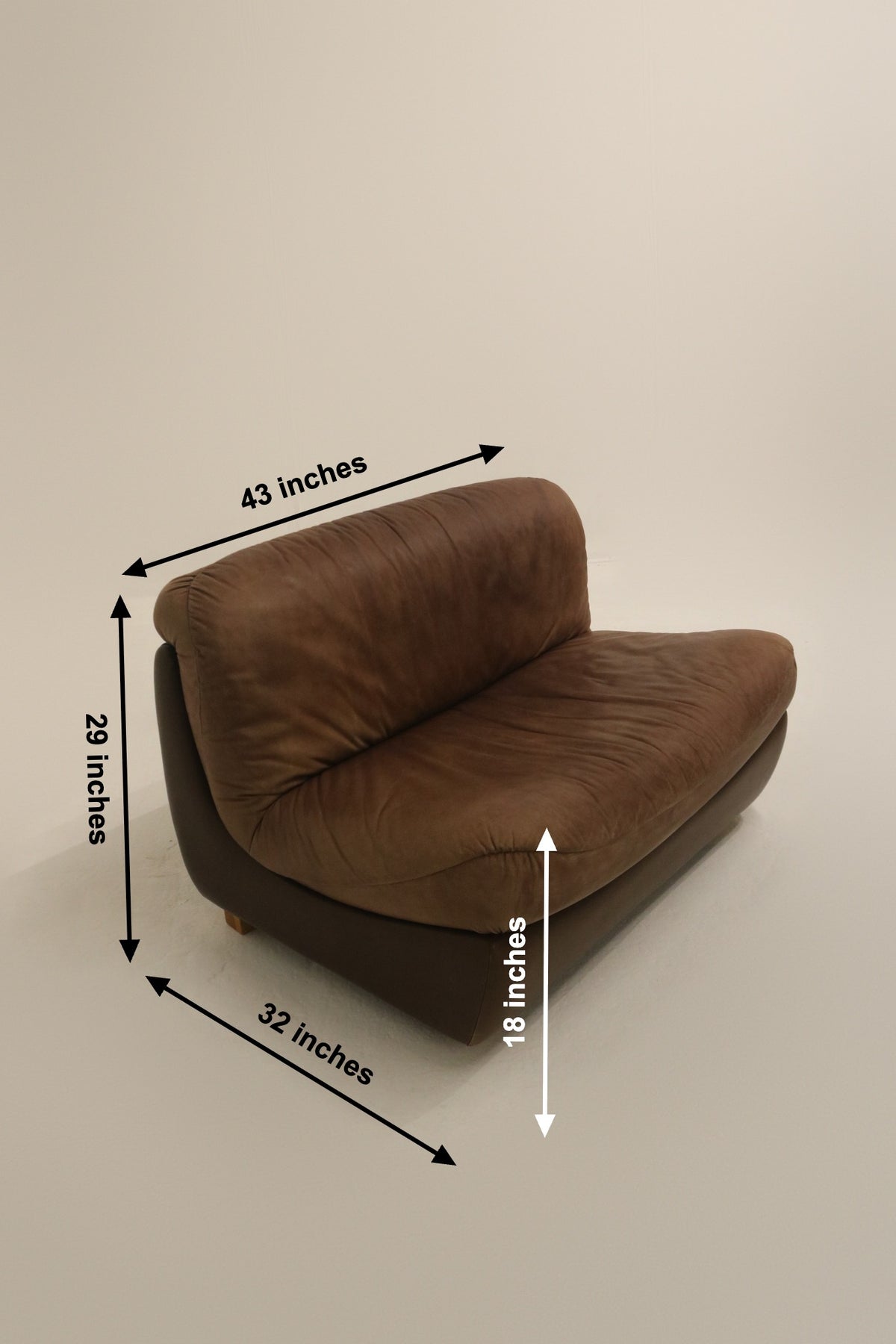 Set Of Vintage 1970s Modular Brown Leather Three-Seater Sofa Couch