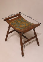 Antique Vintage Oak Vanity Desk Table With Mirror And Stool
