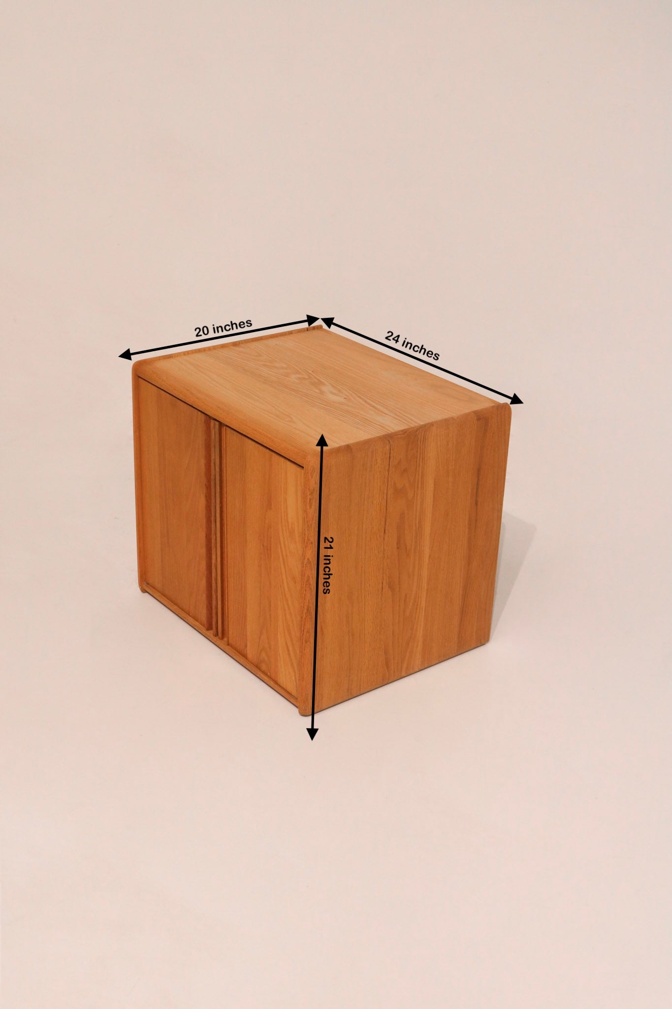 Mid - Century Solid Oak Nightstands - Pair, 1980s