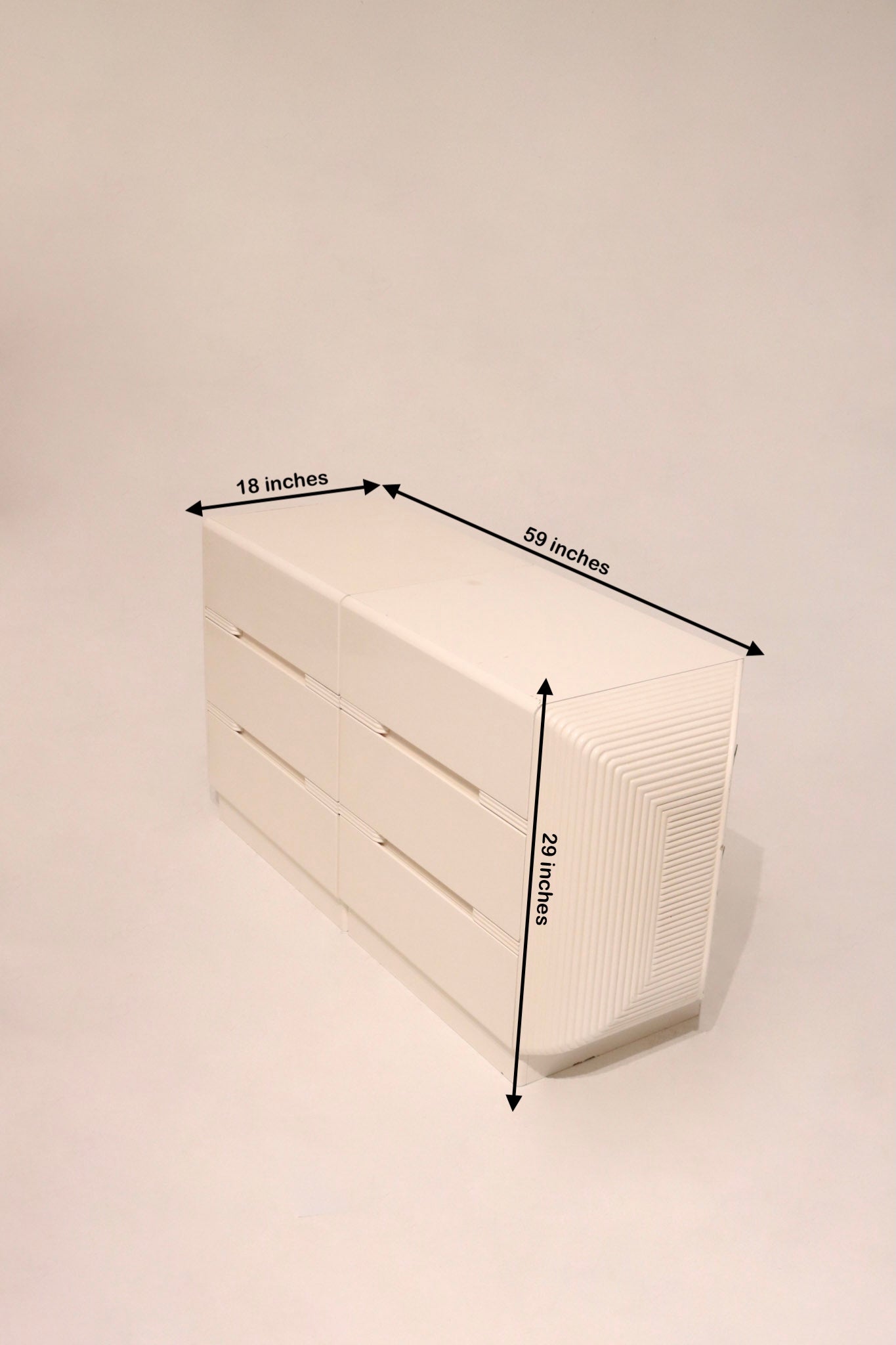 Vintage Postmodern Lacquered Wood White 6 Drawers Dresser