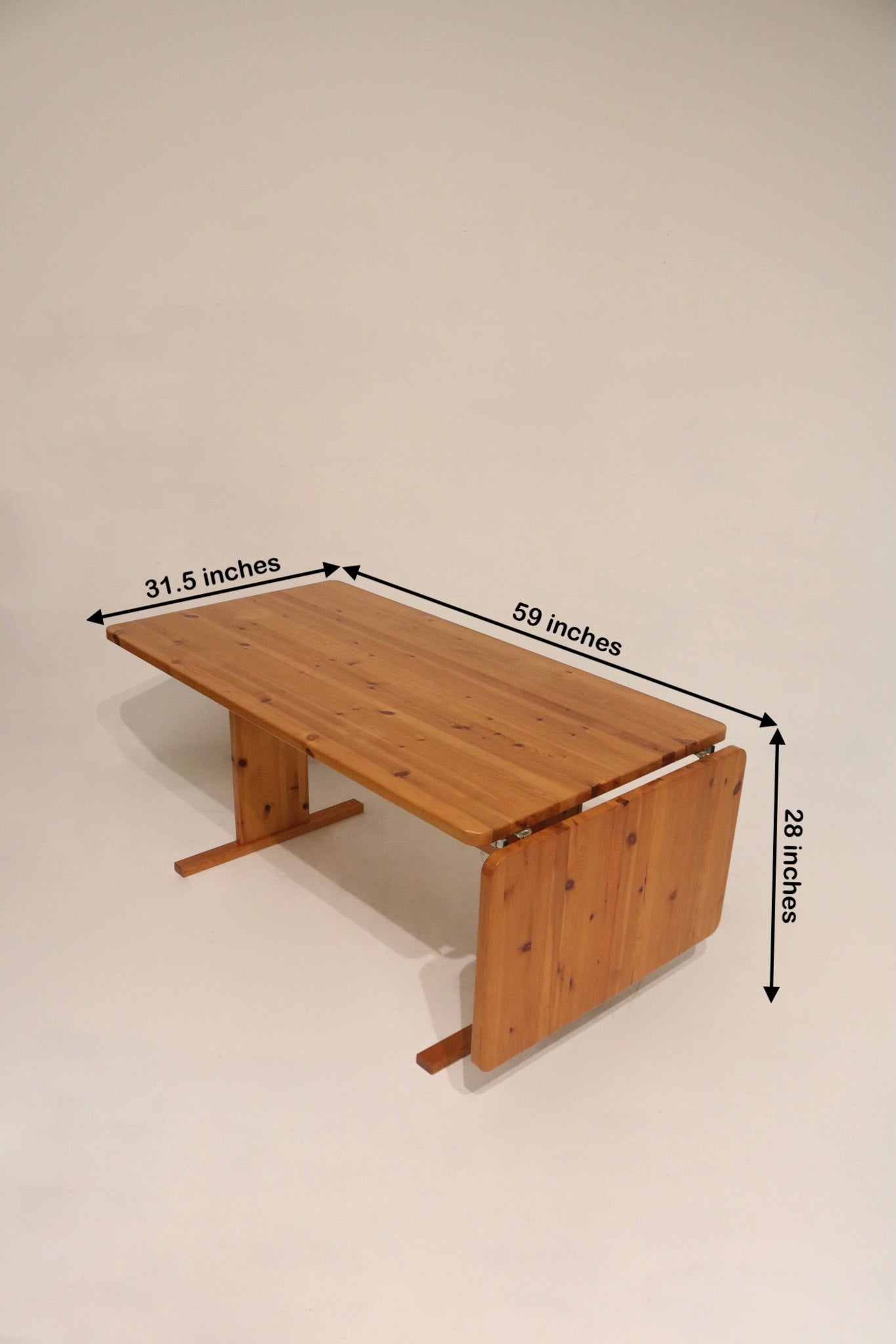 Vintage Swedish Pine Wood Extendable Dining Table