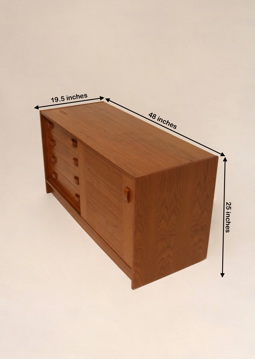 Danish Mid-Century Modern Teak  Storage Credenza By Domino Mobler