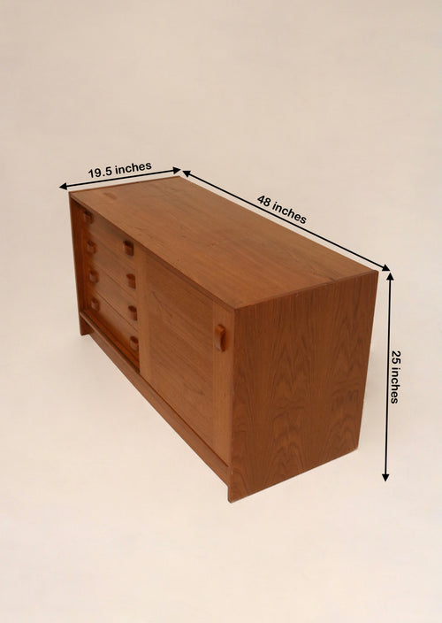 Danish Mid-Century Modern Teak  Storage Credenza By Domino Mobler