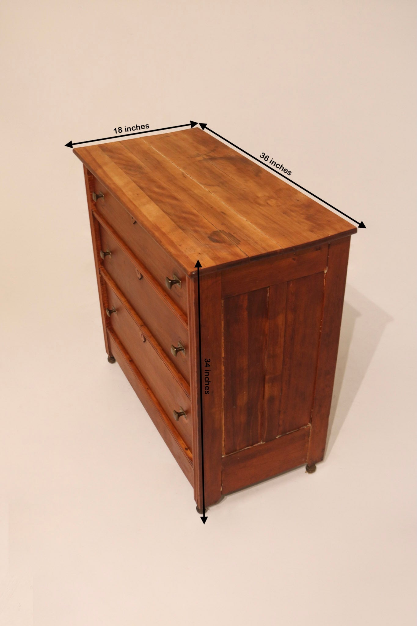 1900s Antique Cherry Pine Dresser Victorian 3 Drawer