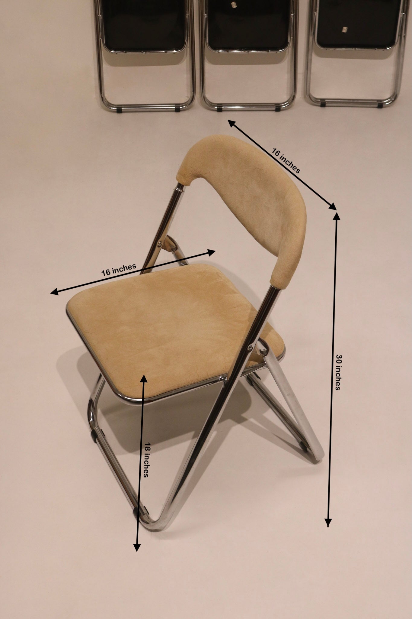 Vintage Italian Mid Century Modern Chrome Folding Chair Set