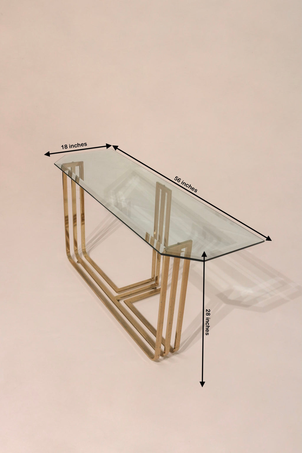 Vintage Glass Steel Console Table