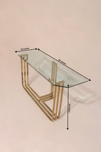 Vintage Glass Steel Console Table