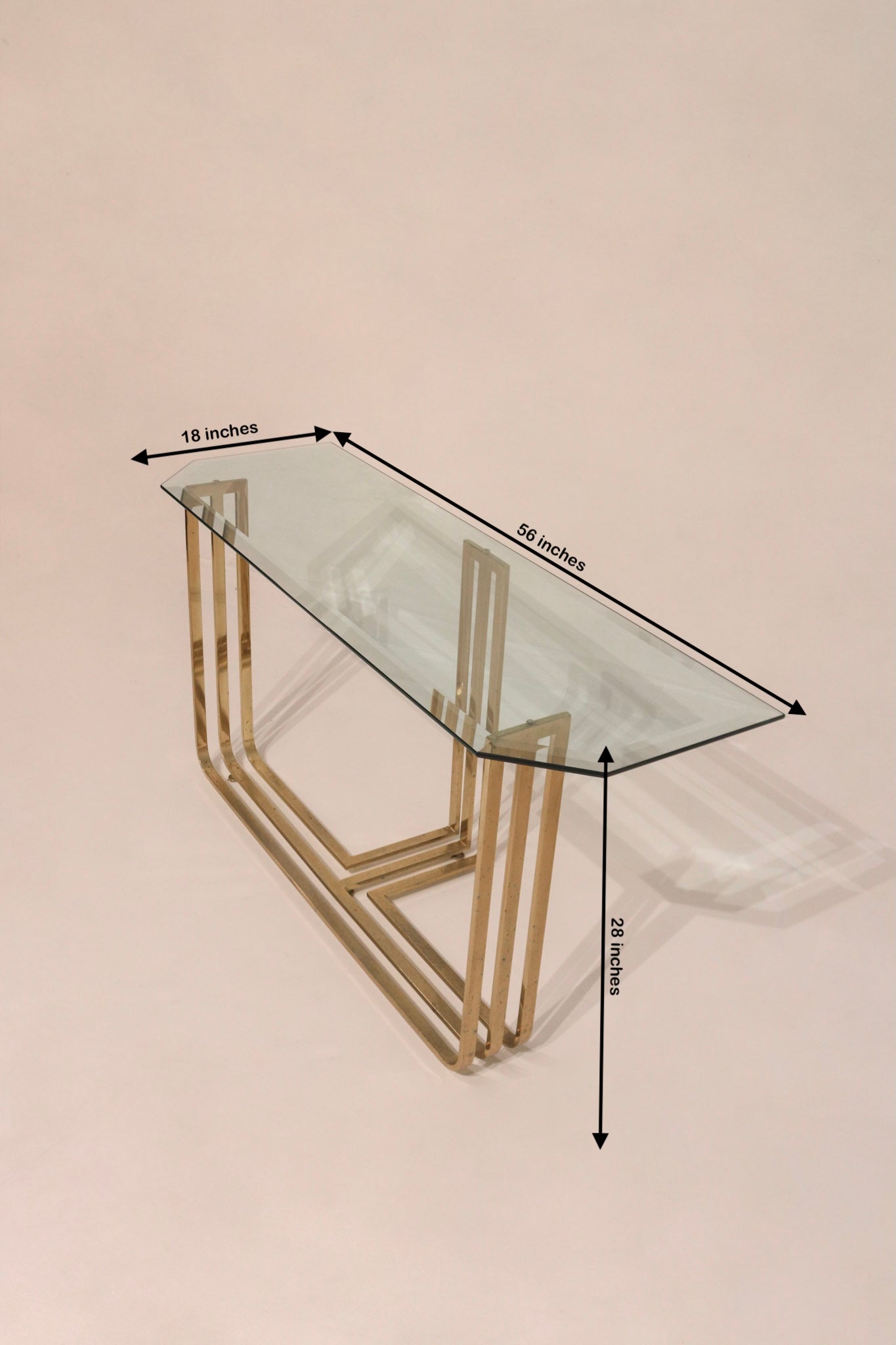 Vintage Glass Steel Console Table
