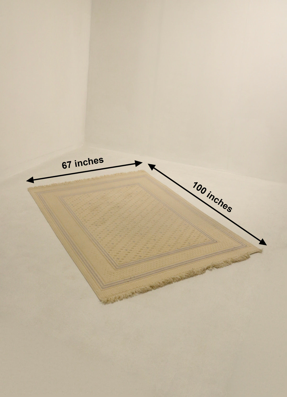 Vintage Cream-Colored Hand-Knotted Wool Area Rug