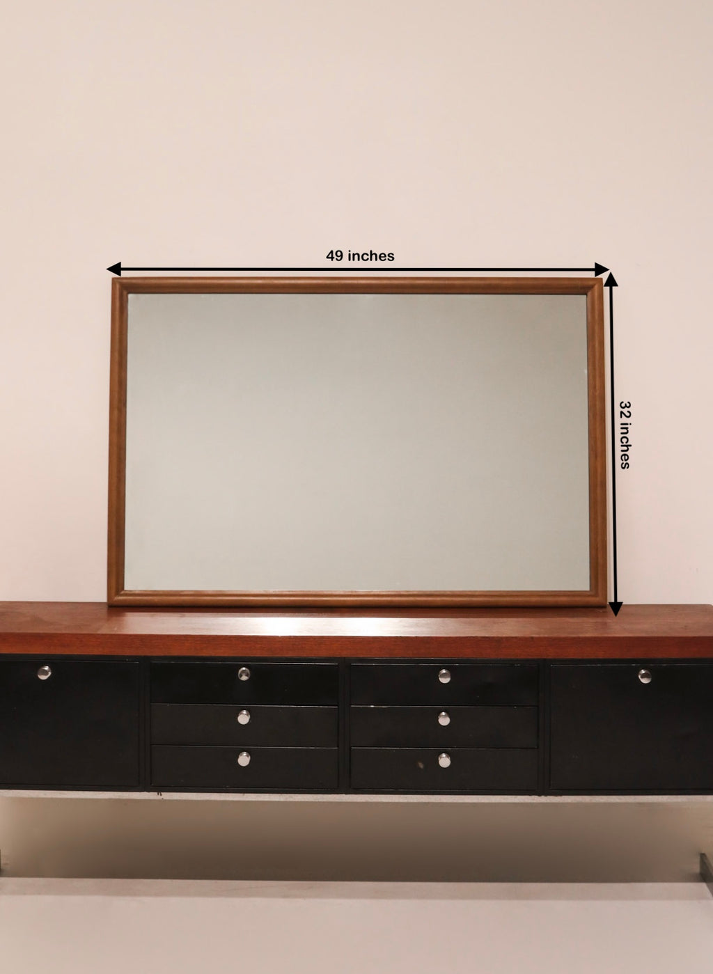 Mcm Vintage Wooden Frame Large Stand Mirror